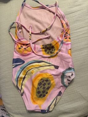 Tea Collection Pink Tropical Fruit Print One-Piece Swimsuit